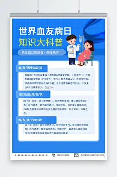 蓝色世界血友病日医疗科普海报
