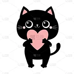 可爱的,贺卡,动物,拿着,卡通,乐趣,情人节,幸福,粉色,猫
