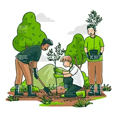 手绘植树节种树创意插画  - 源文件下载【酷图网】手绘,植树节,植树,种树,插画,插图,环保,绿色地球,保护环境