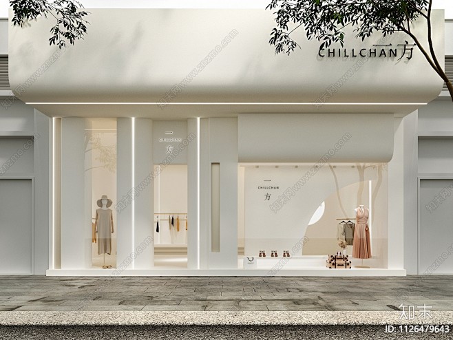 现代服装店门头3D模型下载【ID:1126479643】