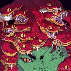Joey Cardenas的插画大多数都是造型奇特的怪兽，配色鲜艳大胆。看到这些画的第一眼，感觉就像进入到了噩梦。 ​​​​
