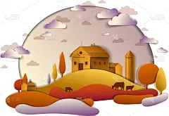 农场,秋天,风景,田地,地形,农业,折纸工艺,环境,草,谷仓