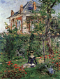 印象派画家爱德华·马奈的风景油画代表作品高清大图《在贝尔维尤花园的女孩》