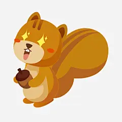 动漫小人物松鼠可爱暖色调 创意素材 png素材