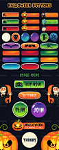 Halloween buttons for web and games : A set of empty Halloween buttons for web and games - add your text on top of the buttons. Examples of button use: buy now, contact, play, join now, etc.  Only 3$ on creative markethttp://crtv.mk/c07Oe