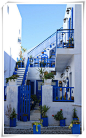 #楼梯#蓝白相间的地中海风格的楼梯