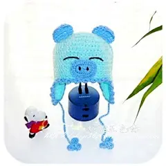 手工编织男女宝宝卡通小猪帽婴儿童帽护耳帽影楼拍照毛线帽春秋冬-淘宝网