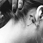 Mini tattoo -----   Small Dandelion Tattoo Behind The Ear.: 