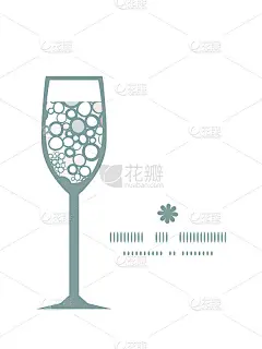 矢量彩色气泡葡萄酒杯轮廓图案框架