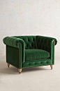 If only life could be seen in this shade of green...bliss Lyre Chesterfield Armchair #anthropologie
