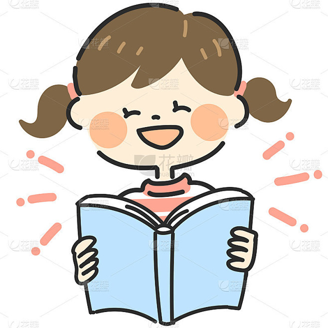 一个女孩在读一本书的插图