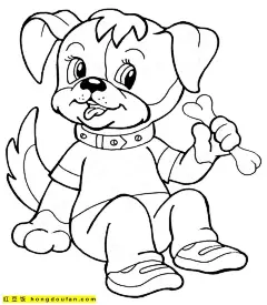 谁会拒绝一只可爱的小狗呢？11张孩子们最喜欢的宠物狗狗卡通涂色简笔画-红豆饭小学生简笔画大全