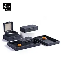 一匚 现代轻奢编织皮革首饰盒托盘 样板间卧室珠宝展示盒桌面摆件-淘宝网