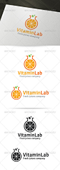 维生素实验室的标志——食品标志模板Vitamin Lab Logo - Food Logo Templates bar, black, brand, branding, corporate, fresh, fruit, green, health, healthy, identity, juice, lab, logo, nature, orange, print ready, template, vector, visual identity, vitamin, web