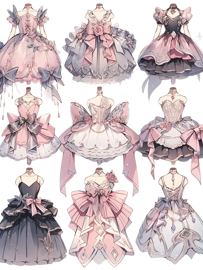 芭蕾舞礼服｜oc服装设计婚纱手帐插画素材...