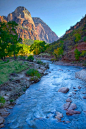 Sunset Virgin River, Zion National Park, Utah: 