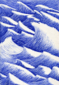 Waves. Ballpoint Biro Pen Drawings. To see more art and information about Kevin Lucbert click the image.