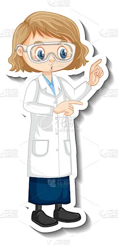 科学家女孩卡通人物站姿