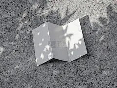 白色三折传单邀请模型在水泥地面户外