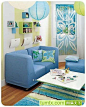 蓝色流行小户型客厅实景图沙发