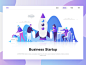 Business startup flat concept. Landing page template. success partnership teamwork launch insurance creative startup illustration people character design business wireframe website dashboard page landing concept flat gradient