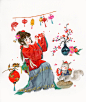 穿汉服的女孩系列3_蒋山猫__插画师作品_涂鸦王国gracg.com
