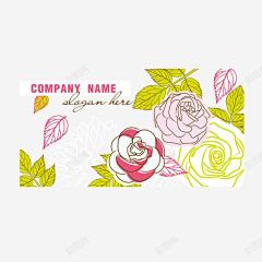 卡通手绘花名片底纹矢量图 平面电商 创意素材