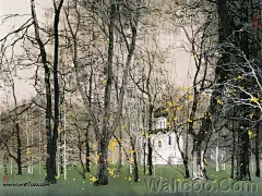 异国风光 - 刘懋善山水画壁纸 - 白教堂（俄罗斯） - 异国风光山水画 26