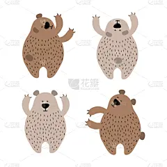 可爱的,绘画插图,矢量,棕熊,贺卡,纺织品,简单,动物,四方连续纹样,虚拟角色