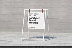 北欧极简户外广告宣传海报架立式展架ps样机素材场景展示效果图
