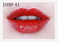 Step6
在唇妆方面，我们选择了大红色的唇膏，大红色的唇膏可以更显肤色，也有复古的妆容效果。