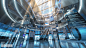 Anime 4500x2531 digital art artwork illustration airport architecture ladders ladder sunlight reflection anime glass modern signal escalator