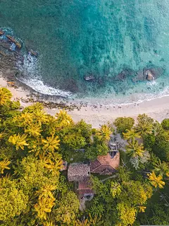 海岸, 海滩, 海洋, 海, 鸟瞰图, 美丽的壁纸, 房子, 手机壁纸4K