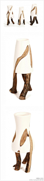 Stick Vases by Shir Atar 木材融入到陶瓷中