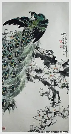 【名家国画写意孔雀作品欣赏】@北坤人素材