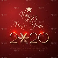 2020,黄金,文字,新年前夕,红色,新年,夏娃,季节,华丽的,设计