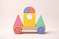 Cute children's play equipment icon made of pastel cork, bright colors, 3D rendering. The background is white. A simple pictogram.