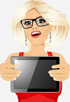 手拿平板的美女矢量免抠素材 女孩 设计图片 免费下载 页面网页 平面电商 创意素材 png素材