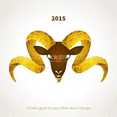 年金色羊头  - 源文件下载【酷图网】金色,新年快乐,羊年,psd素材,eps,ai,矢量,高清图片,素材,