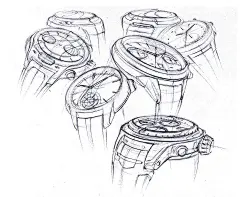 产品设计，线稿，手表，手绘，