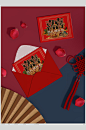扇形中国结红春节对联红包样机-众图网
