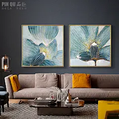 北欧现代抽象手绘花卉大油画样板房客厅沙发背景墙挂画卧室装饰画-淘宝网