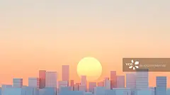【AI数字艺术】日出城市背景图图片素材
