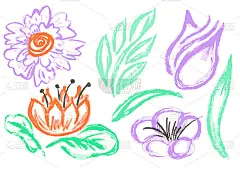 用蜡笔画的幼稚可爱的图画