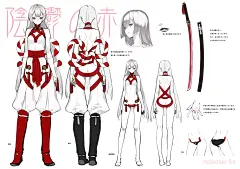 #オリジナル 陰鬱の赤　設定画 - 92M的插畫