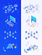2.5D蓝色商务科技人物金融金币区块链插画图标AI矢量UI设计素材-淘宝网
