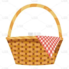 孤立的野餐篮设计矢量插画