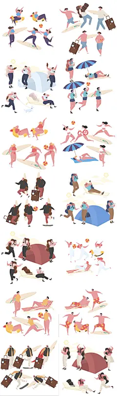 胖子娱乐休闲旅游沙滩度假简洁扁平插画ai矢量平面设计素材图_矢量插图_乐分享素材网_psd素材_平面素材_png素材_免费素材_素材共享平台