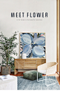 美森映象抽象花卉装饰画蓝色大花朵卧室床头挂画客厅大气方形壁画-淘宝网