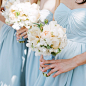 So in love with this beautiful palette of Cream & Pink Florals against our Ciel Blue Chiffon! (Photo by @sylviegil) #palebluedress #jennyyookeira #convertibledress